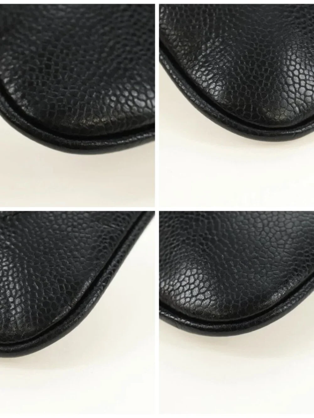CHANEL Waist Bag Grained Calf Skin Black Gold CC Auth bs35525V